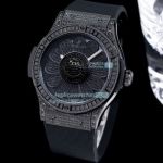 Swiss Replica Hublot Classic Fusion Sunflower Dial Black Case Full Diamond Watch 45mm